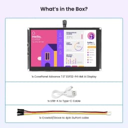 CrowPanel Advanced 7'' HMI AI Display 1024x600 IPS Touch Screen ESP32-P4 with Camera Optional Compatible with Arduino/LVGL