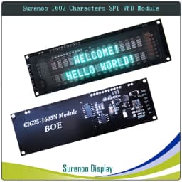 Surenoo 7P Serial SPI 1602 162 16X2 VFD LCD Module Display Screen for Arduino STM32 C51 Code