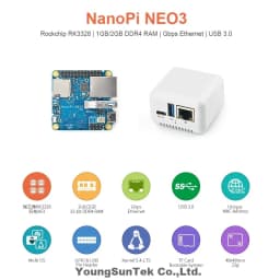 NanoPi Neo3 (1Gb DDR4 RAM) Combo, YoungSunTek, RK3328 Quad Cortex-A53 Up to 1.3GHz,1GB Ethernet,USB3.0 OpenWRT,Ubuntu,Lunix