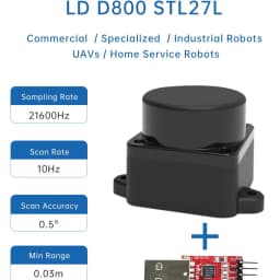 LDROBOT D500 D800 LiDAR Kit DTOF Laser Radar Sensor Module Scanner 360° 30000Lux 5000Hz Support ROS1 ROS2 For Indoor and Outdoor