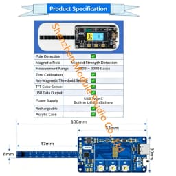 1PCS Magnetic Field Strength Detector, Magnet N/S Polarity Checker, Mini Handheld Gaussmeter Tester with LCD Screen