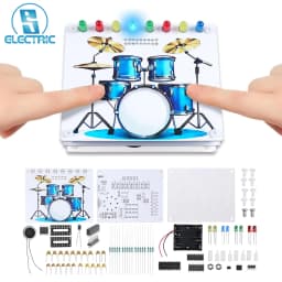 DIY Drum Soldering Practice Kit with Touch Sensor Sound & LED Lights STEM Electronics Project for School Students & Music Lovers