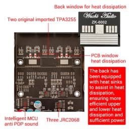 ZK-6002 DC18-50V Pure Power Amplifier Board 2.0 600W+600W Stereo Audio Amplifier Module TPA3255 Amplifier Chip