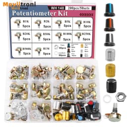 200pcs WH148 Potentiometer Kit Single-Joint Potentiometers With Rotary Knob b1k 2k 5k 10k 20k 50k 100k 250k 500k 1m