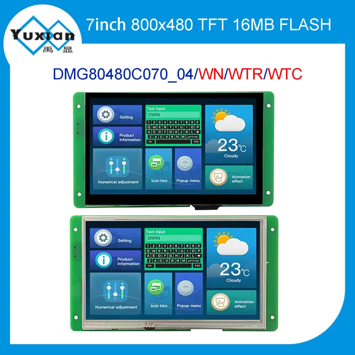 DMG80480C070_04WTC DMG80480C070-04WN WTR 7 Inch TFT 800*480 LCD Display RS232 TTL HMI Commercial Touch Panel Screen Smart UART