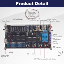 DIY Thermometer Electronics Kit with High/Low Alarm, DC 4.5-5V Temperature Humidity Sensor Soldering Project for STEM Learning