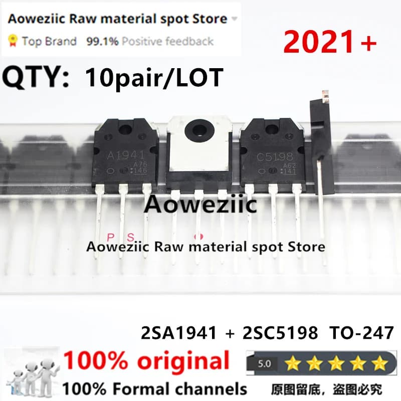 Aoweziic 2021+ 100% New Imported Original 2SA1941 2SC5198 A1941 C5198 TO-247 Audio Power Amplifier Transistor