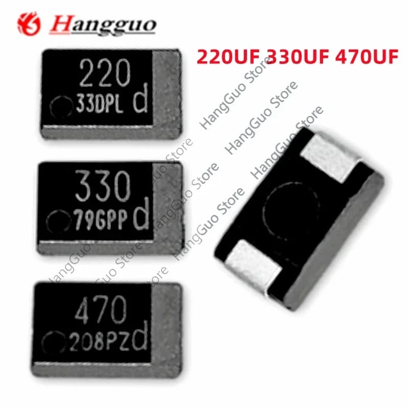 100PCS/Lot 220UF 330UF 470UF 6.3V D type 7343 Tantalum capacitor for replace the notebook OE128 OE907