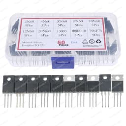 50Pcs 10Values TO-220 Mosfet Transistor Kit Box 2N60 4N60 5N60 8N60 10N60 12N60 20N60 13003 MBR20100 75NF75