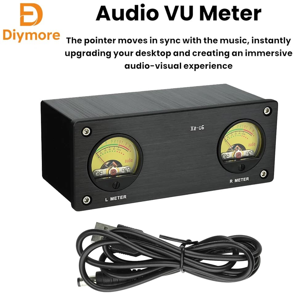 DC 5V Xz-U6 VU Meter Audio VU Meter with 3.5mm/RCA Connectors High Precision Meter Audio Level Indicator