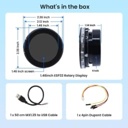Elecrow CrowPanel 1.46'' ESP32 Rotary Display 360×360 IPS Round Touch Knob Screen WiFi BLE HMI Module for Arduino LVGL