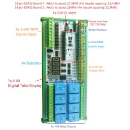 DC 12V 24V Multifunction ESP32 Expansion Board Wifi Digital Analog IO Module for Arduino WEB MQTT Ethernet Network Relay DIY