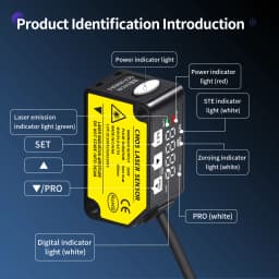 ZHICAN E3CX High Precision Laser Displacement Sensor Compatible with Panasonic HG-C Analog Output RS485 Distance Measurement