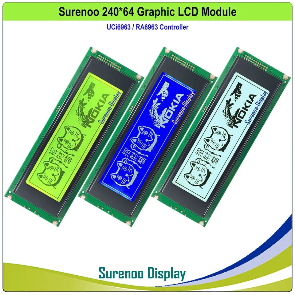 24064 240*64 Graphic Matrix LCD Module Display Screen UCi6963 RA6963 SAP1024B T6963C Controller Yellow Green Blue LED Backlight