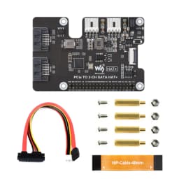 Waveshare PCIe TO 2-CH SATA HAT+ Raspberry Pi 5 PCIe to SATA Expansion Board with EEPROM HAT+