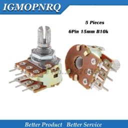 100pcs WH148 B1K B2K B5K B10K B20K B50K B100K B500K 6Pin 15mm Shaft Amplifier Dual Stereo Potentiometer 1K 2K 5K 10K 50K 100K 1M