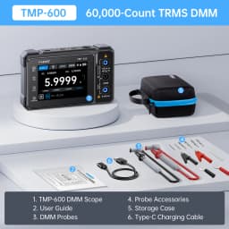 FNIRSI TMP-610S 3-in-1 Digital Multimeter 4.5 Digit 60000 TRMS Counts 10MHz Oscilloscope 50KHz DDS Signal Generator