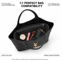 Organizer Insert Compatible with Saint Laurent ICARE Shopping Bag Maxi, Slim Waterproof Bag Liner with Zip Pocket 35 x 6 x 24 cm
