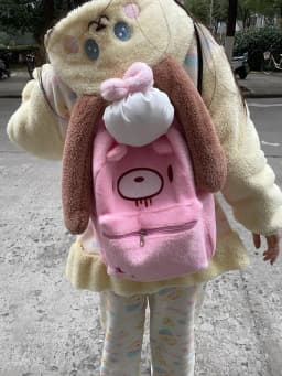 Y2K Pink Plush Bear Backpack Kawaii Creepy Cute Doll Bag Goth Punk Stuffed Animal Rucksack Women Girls Harajuku Streetwear Gift