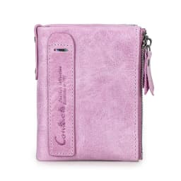 CONTACT'S Fashion Genuine Leather Women Wallet Bifold Card Holder Coin Purse Small Women's Purse Money Clip Men Pocket Wallets