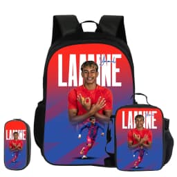 L-Lamin Yamal 3Pcs Set School Backpack Football Star child Rucksack Pencil Bags Bookbag with Lunch bag Sports Knapsack Kids Gift