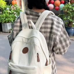 Corduroy School Bag for Middle School Students, Ins-Style College Backpack, New Autumn and Winter Solid Color Velvet Backpack for Girls, Suitable for Students Attending Classes, Shopping, and Hiking