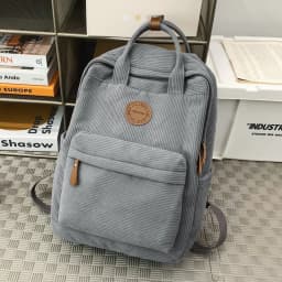 Corduroy School Bag for Middle School Students, Ins-Style College Backpack, New Autumn and Winter Solid Color Velvet Backpack for Girls, Suitable for Students Attending Classes, Shopping, and Hiking