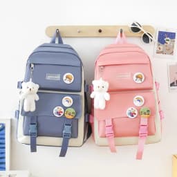 5PCS Kit Backpack Female Fashion Lady High Capacity Waterproof College Trendy Girls Laptop School Bags Cute Girl Travel Book Bag