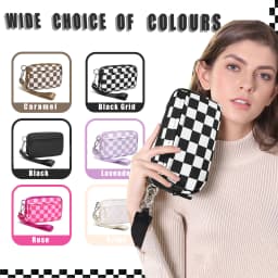 Womens Wallet Cute Checkered Multi Credit Card with Clear ID Window Large Capacity Zip Around Clutch Travel Lightweight Purse