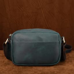 Vintage Crazy Horse Leather Crossbody Bag - Minimalist Unisex Small Square Top-Grain Cowhide Shoulder Bag, Boho Niche Style