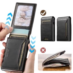 SUTENI Card Slot Wallet Flip Cover Faux Leather Card Box Pressing The Button Automatically Ejects The Card
