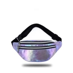 DX Holographic Fanny Pack Hologram Waist Bag Laser Beach Travel Banana Hip Bum Zip Waist Bags Women Belt Bag For Girls
