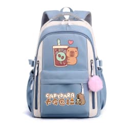 School Backpack for Girls Cute Capybara & Bubble Tea Print Schoolbags Women Girls Casual School Bags Trendy Travel Rackpack