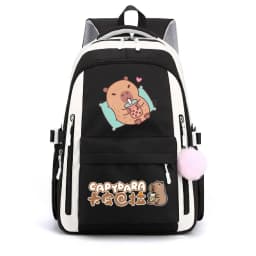 School Backpack for Girls Cute Capybara & Bubble Tea Print Schoolbags Women Girls Casual School Bags Trendy Travel Rackpack