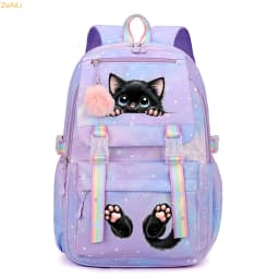 Cute Black Cat Flower Butterfly Student Teenager Children Knapsack Schoolbag Rucksack Mochila Women's Backpack Bookbag Bag