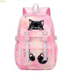 Cute Black Cat Flower Butterfly Student Teenager Children Knapsack Schoolbag Rucksack Mochila Women's Backpack Bookbag Bag
