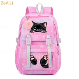 Cute Black Cat Flower Butterfly Student Teenager Children Knapsack Schoolbag Rucksack Mochila Women's Backpack Bookbag Bag