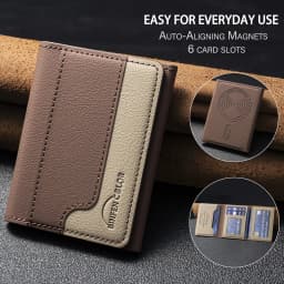 Suitable for IPhone 16 Three Fold Magnetic Wallet Card Holder, Magnetic Wallet Back Suction Universal Mobile Phone Card Bag