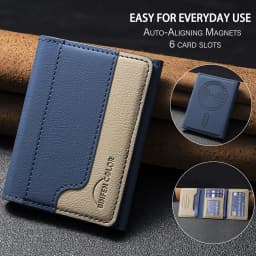 Suitable for IPhone 16 Three Fold Magnetic Wallet Card Holder, Magnetic Wallet Back Suction Universal Mobile Phone Card Bag