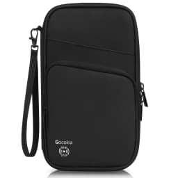 Multi Pocket Passport Bag Travel Wallet with Shoulder Strap-Family Passport Holder of 5, RFID Blocking Passport Wallet for Men W