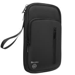 Multi Pocket Passport Bag Travel Wallet with Shoulder Strap-Family Passport Holder of 5, RFID Blocking Passport Wallet for Men W