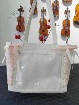 Japanese Sweet Women Ribbon Ita Bag Cute Lolita Girl Transparent Handbags Fashion Large Capacity Tote Bag Aesthetic Shoulder Bag