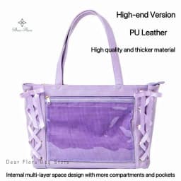 Japanese Sweet Women Ribbon Ita Bag Cute Lolita Girl Transparent Handbags Fashion Large Capacity Tote Bag Aesthetic Shoulder Bag
