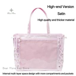 Japanese Sweet Women Ribbon Ita Bag Cute Lolita Girl Transparent Handbags Fashion Large Capacity Tote Bag Aesthetic Shoulder Bag