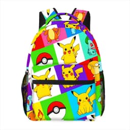Pikachu Backpack, Anime Print School Bookbag, Lightweight Travel Backpack with Mesh Pockets
