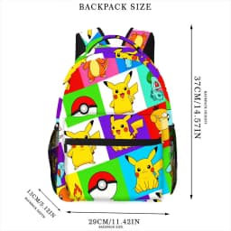 Pikachu Backpack, Anime Print School Bookbag, Lightweight Travel Backpack with Mesh Pockets