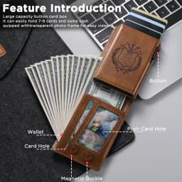 ANTI RFID Blocking PU Leather Flip Card Holder Multi-functional Wallet Card Box Automatically Ejects Card Slot Fashion Slim