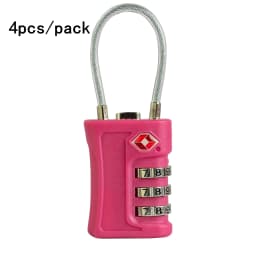 4 Pack TSA Customs Code Lock for Travel Luggage Password Changeable Black Lock Contrast Design Padlock 3 Digit Combination Lock