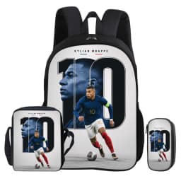 M-Mbappe 3Pcs Set Backpack Shoulder Bag Pencil Bags Bookbag Football Star Rucksack child Mochila Sports Schoolbag Kids Gift