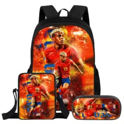 3Pcs Set Backpack L-Lamin Yamal Kids Student School Football Star Rucksack Best Gift Shoulder Bag Pencil Bags Bookbag